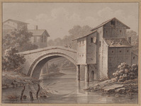 X 044l
<br/>
Italiaans landschap met brug en huizen
<br/>
<em>Ittmann, L. (werkzaam ca. 1800)</em>